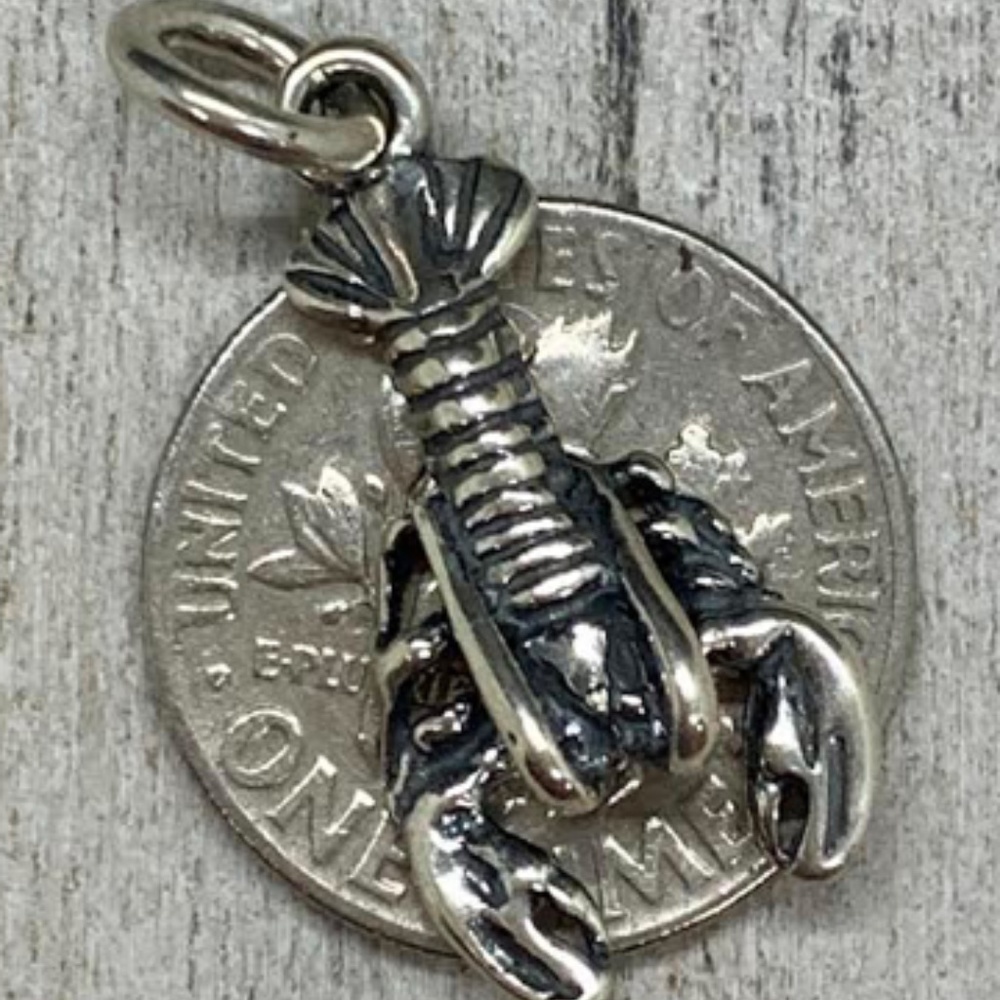 Lobster Sterling Silver Jewelry Charm - Picture 3 of 3